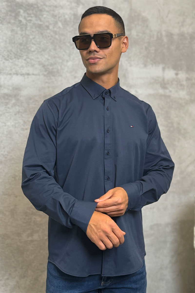 Tommy Hilfiger Мужская рубашка flag embroidery - Navy 