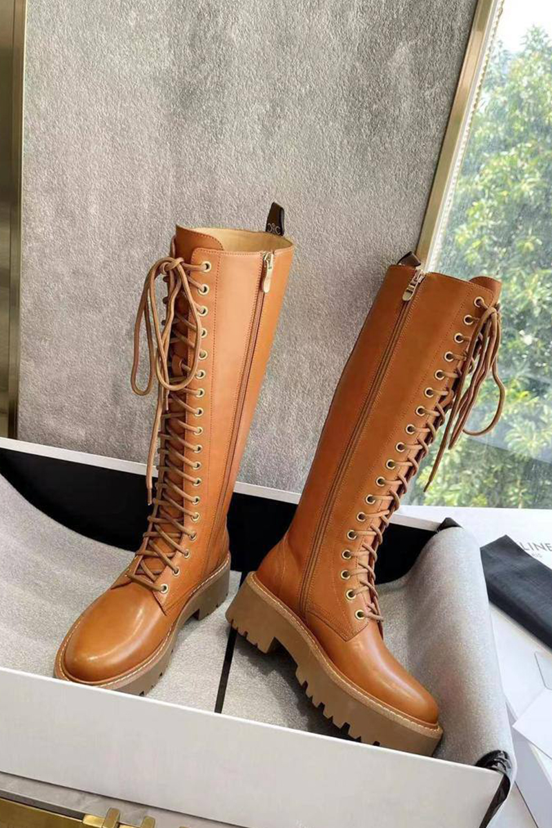 Celine Женские кожаные сапоги Premium - Brown