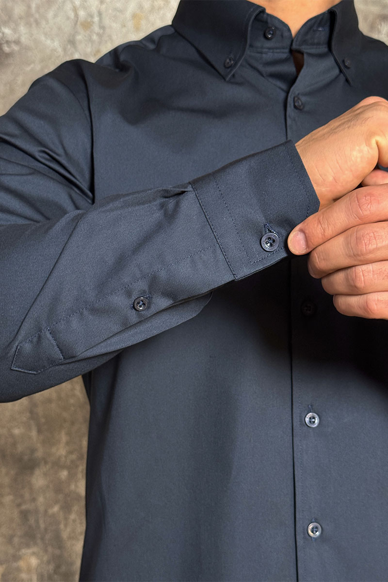 Loro Piana Мужская рубашка logo-embroidered - Navy