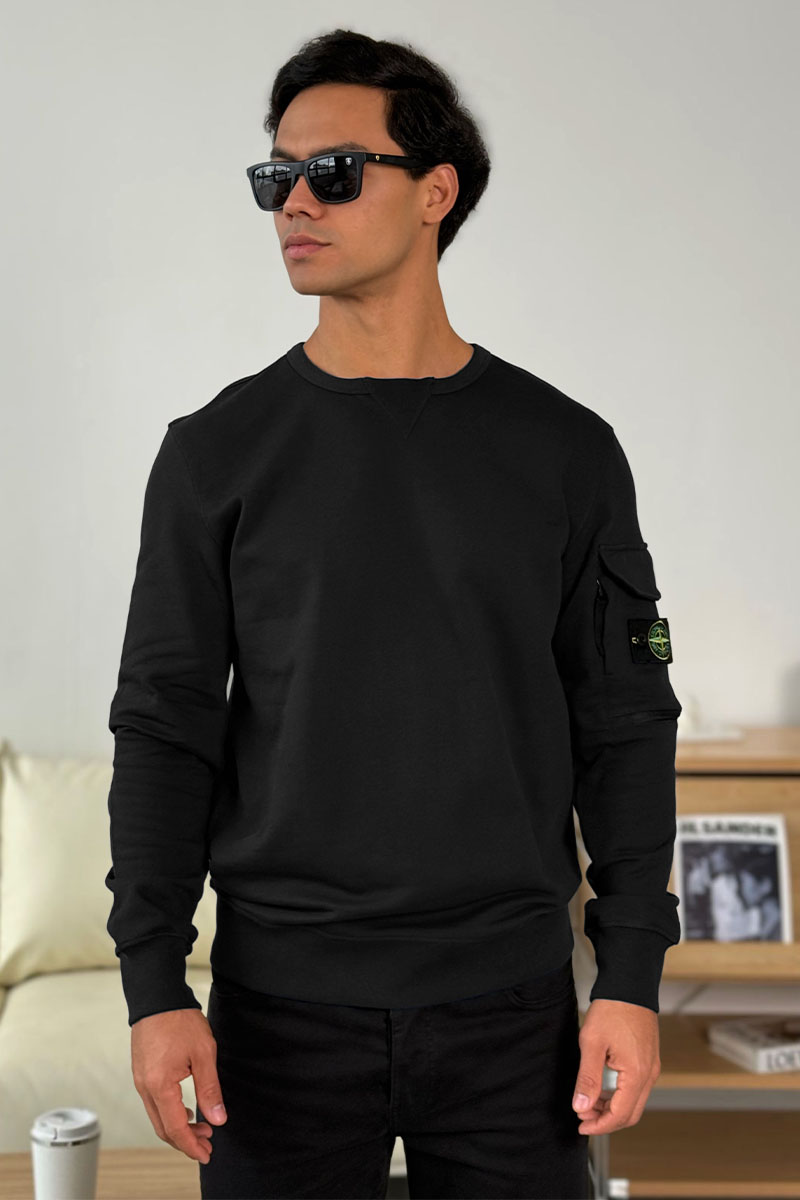 Stone Island Чёрный свитшот compass-patch crewneck