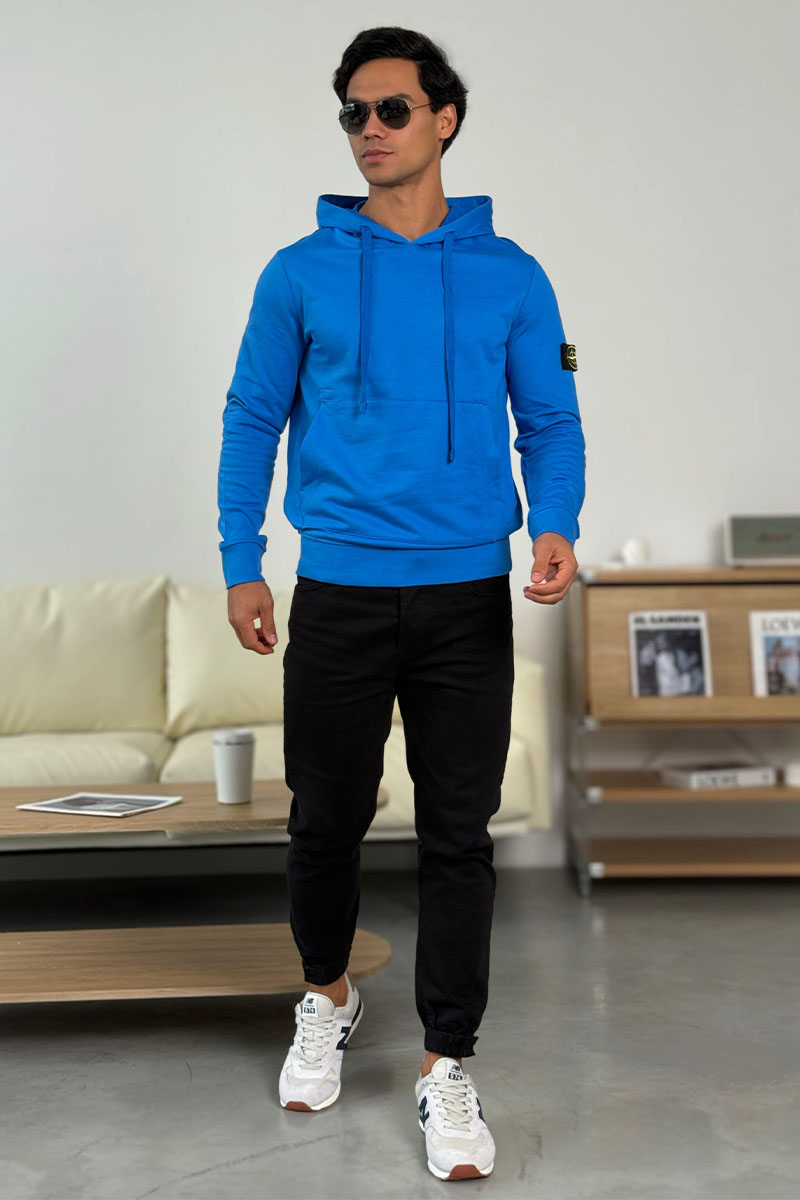 Stone Island Мужское худи синего цвета Compass-patch