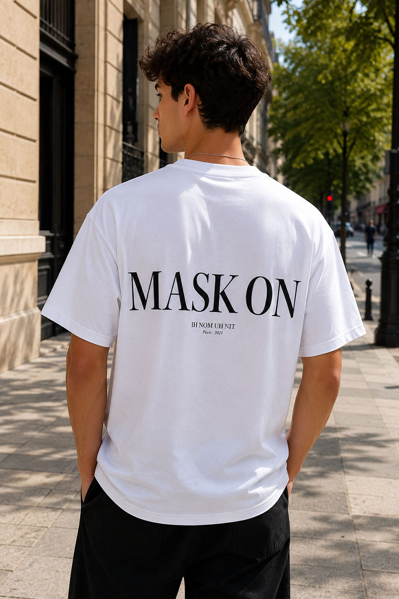 Designer Clothing Белая оверсайз футболка Ih Nom Uh Nit "Mask On"