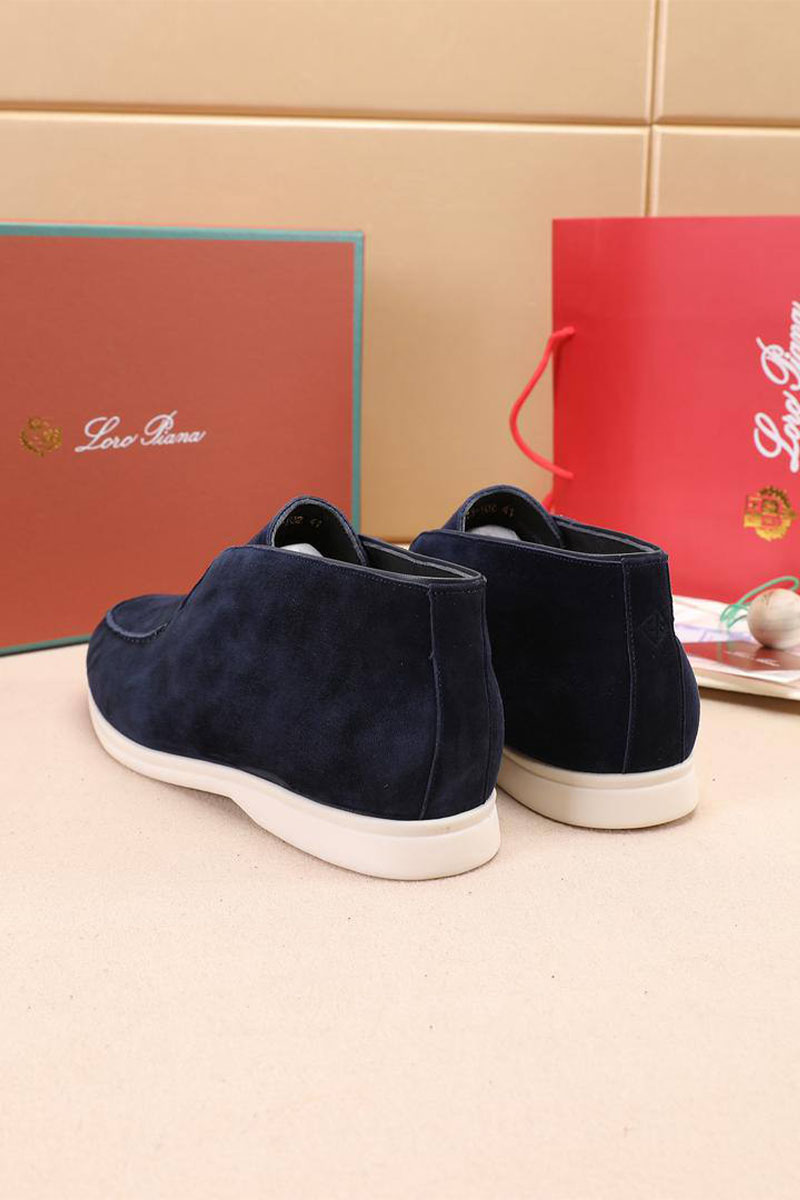 Loro Piana Замшевые лоферы с мехом Open Walk - Navy