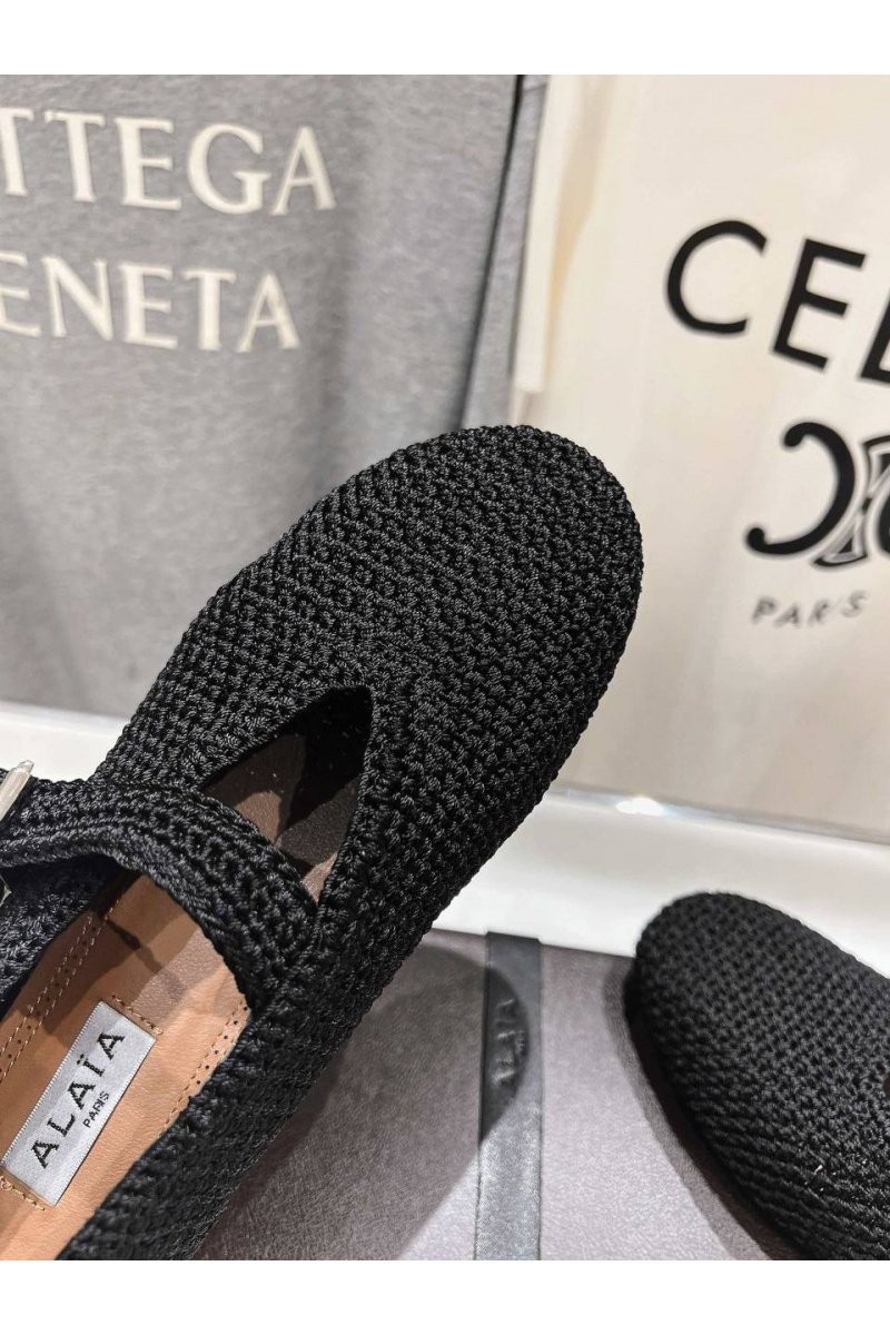 Designer Clothing Женские плетёные балетки ALaia Premium - Black