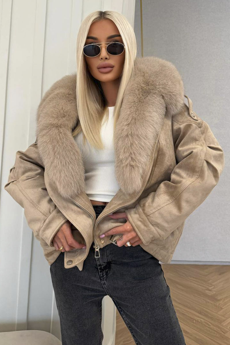 Max Mara Женская утеплённая дубленка с натуральным мехом