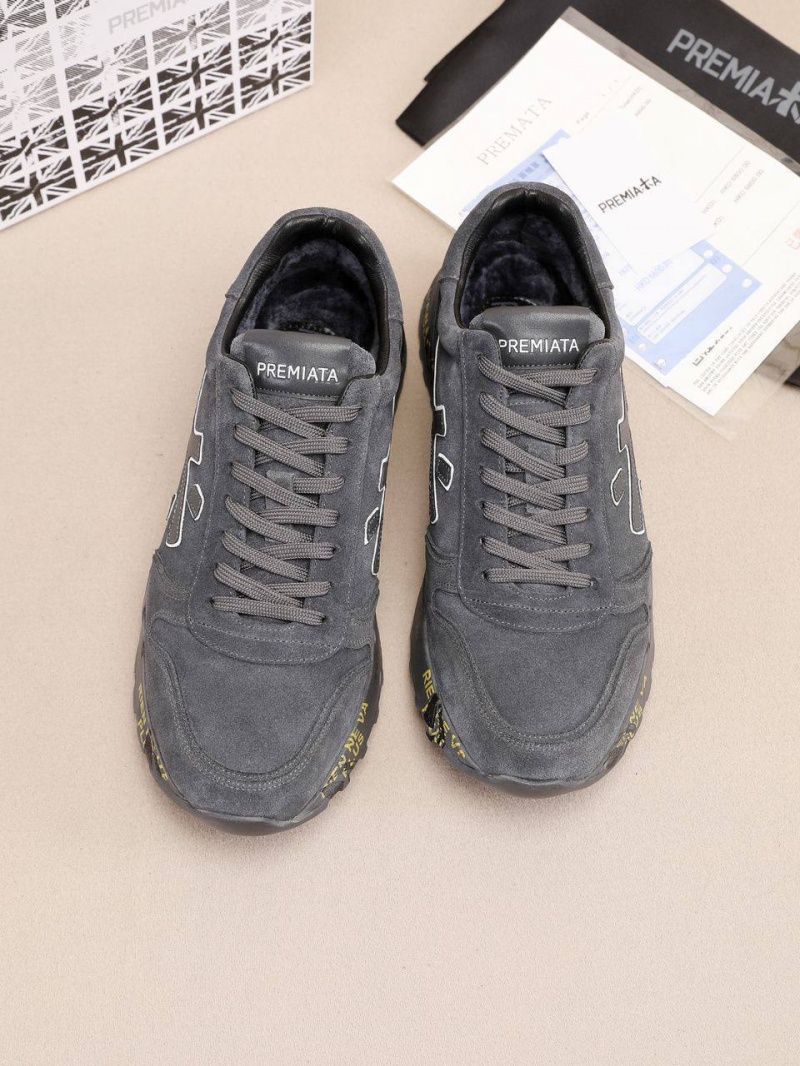 Premiata Замшевые кроссовки с мехом low-top - Grey