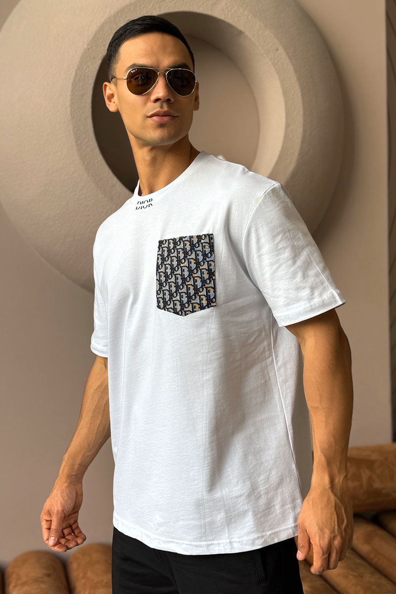 Dior Белая оверсайз футболка pocket logo