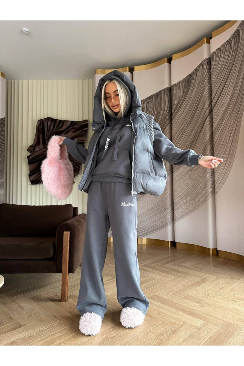 Max Mara Женский костюм тройка на флисе Premium - Grey