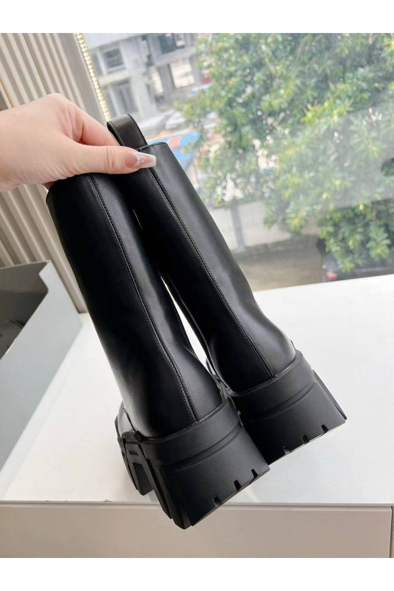 Balenciaga Женские чёрные кожаные ботинки Premium