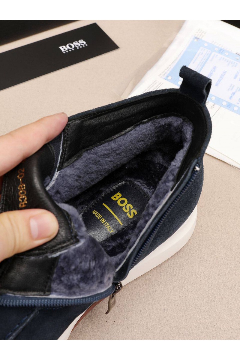 Hugо Воss Замшевые лоферы с мехом high-top - Navy