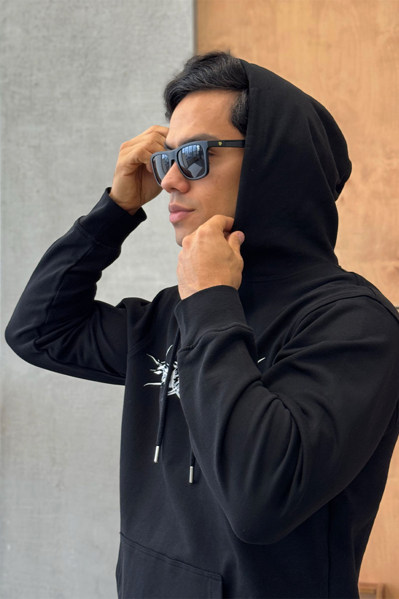 Givenchy Мужское чёрное худи Barbed Wire Flocked