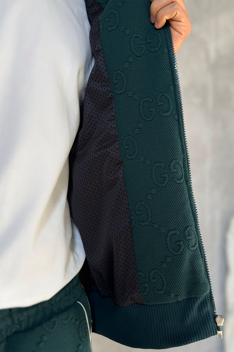 Gucci Зелёная кофта на молнии GG jacquard