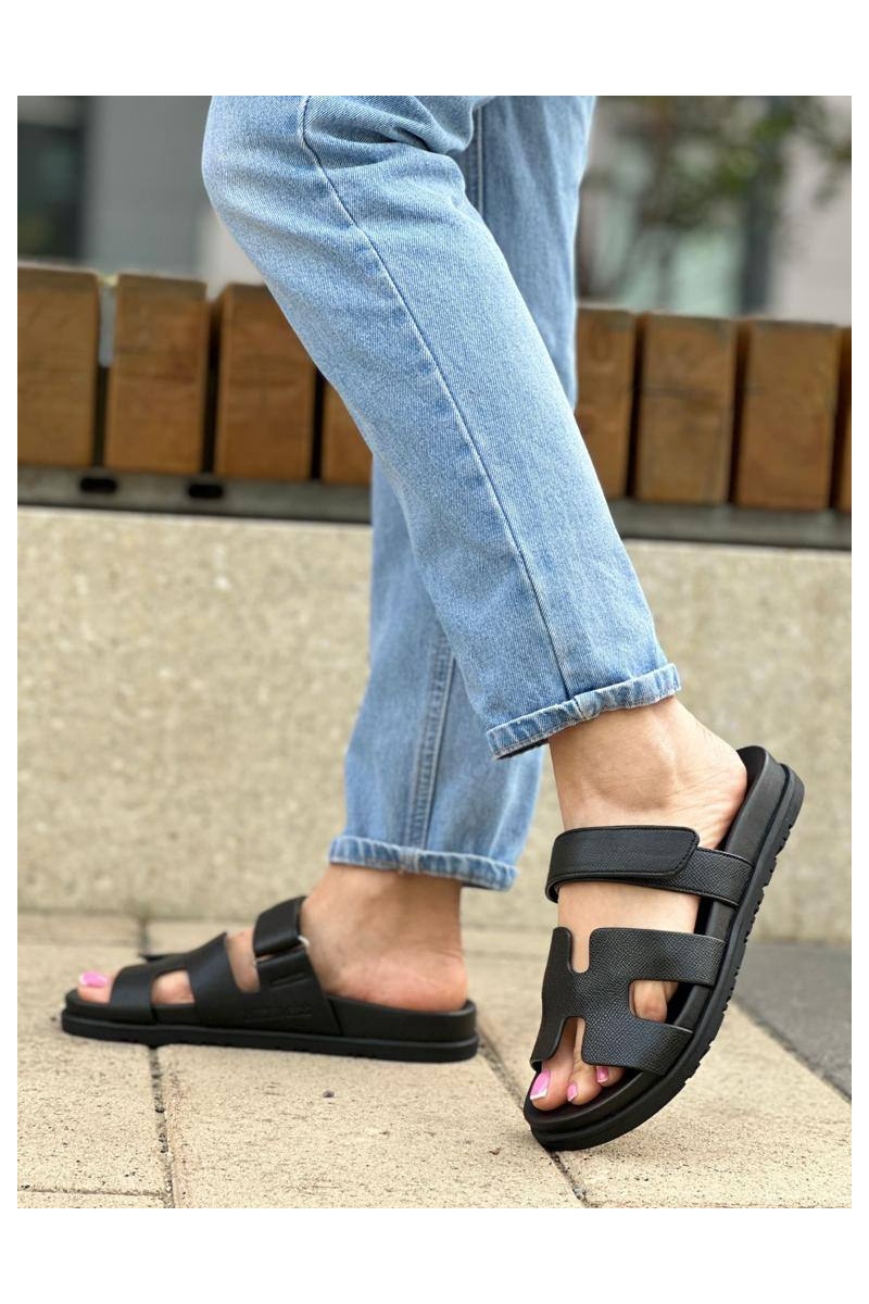 Hermes Женские кожаные сандалии Chypre - Black