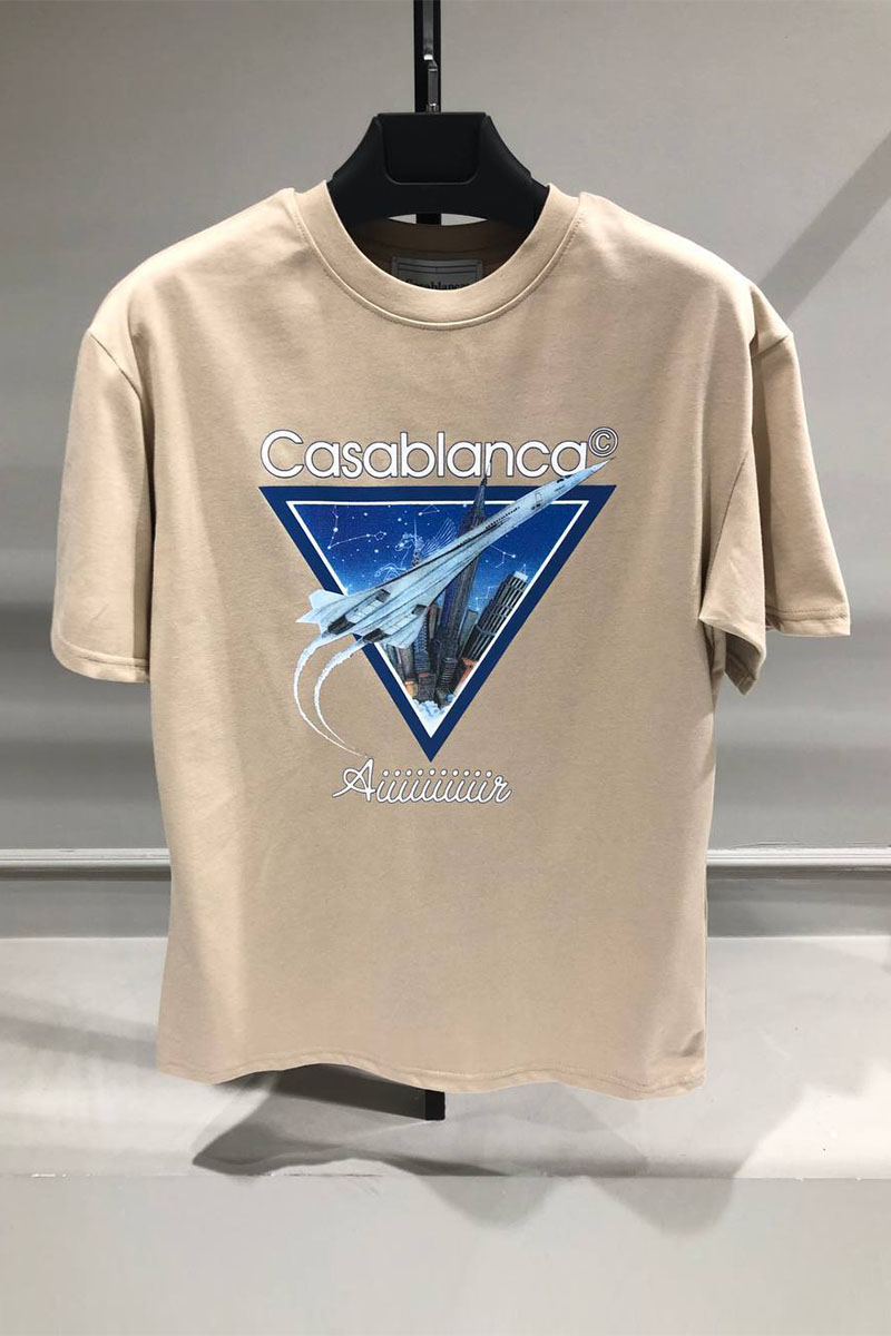 Casablanca Бежевая футболка Aiiiiiir logo-print