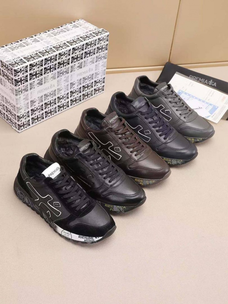 Premiata Кожаные кроссовки с мехом low-top - Grey