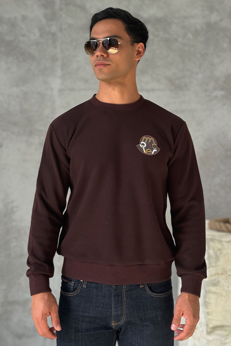 Moncler Мужской свитшот logo-patch - Brown