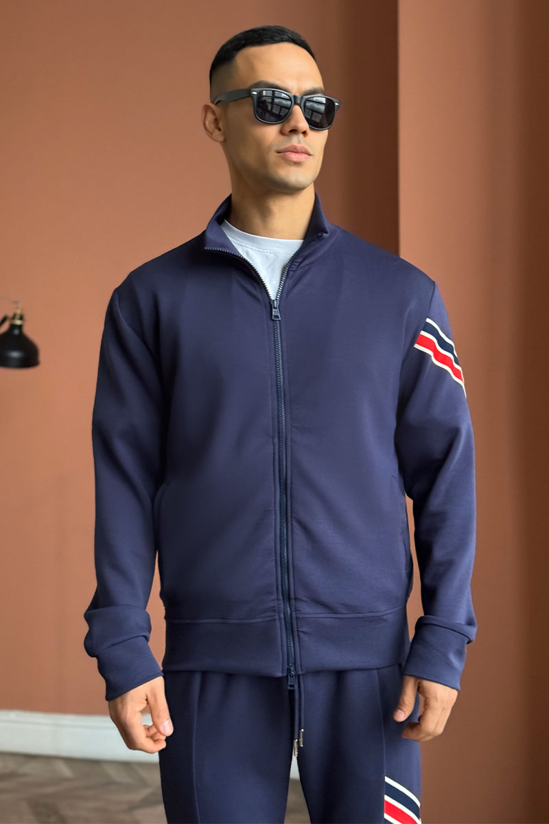 Moncler Спортивный костюм striped logo - Navy