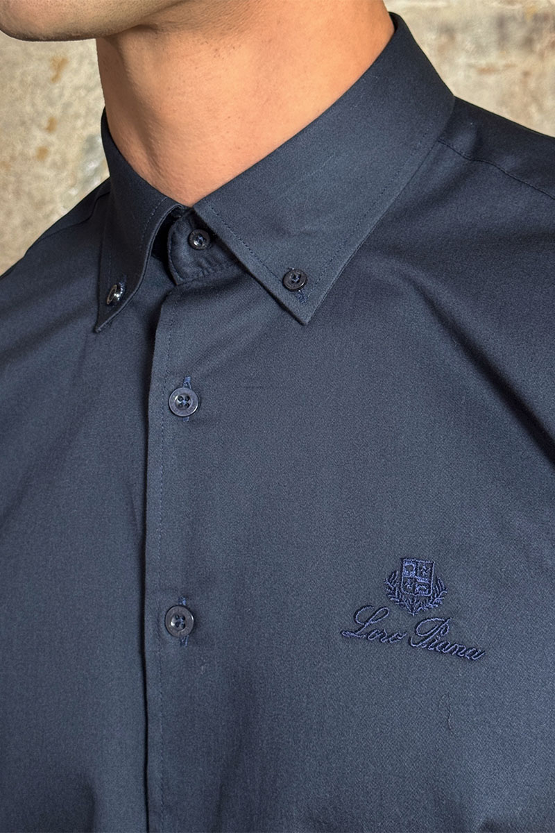 Loro Piana Мужская рубашка logo-embroidered - Navy