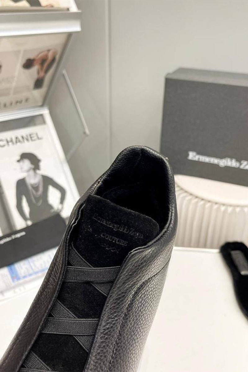 Zegna Кроссовки с мехом Triple Stitch - Black