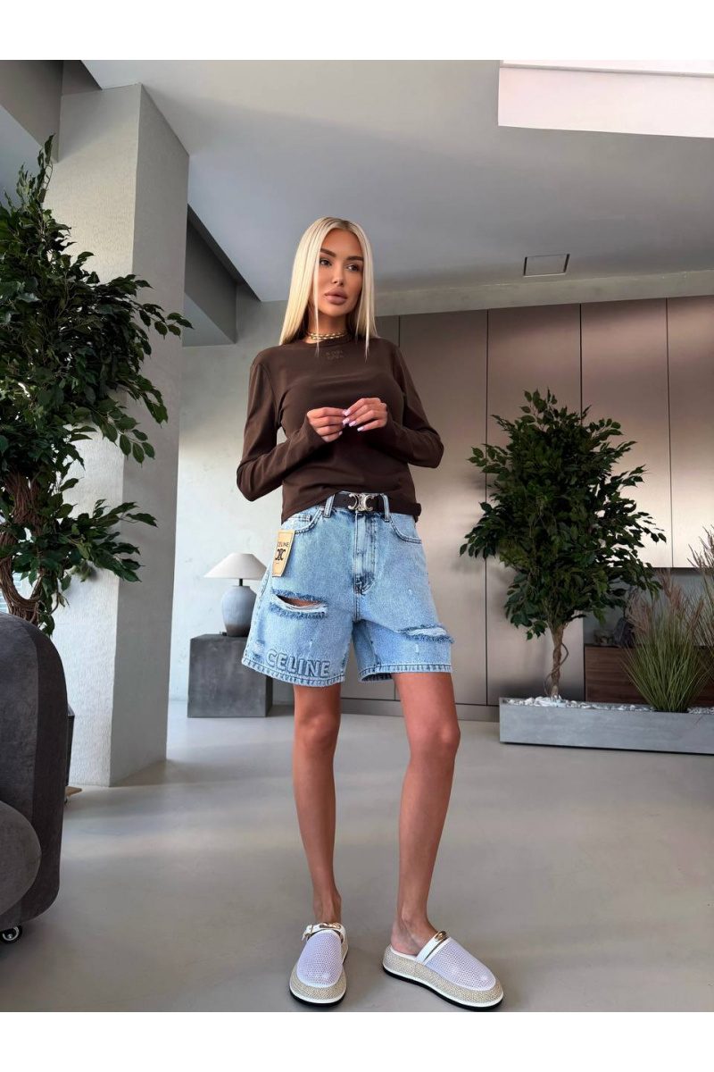 Celine Женские светло-голубые джинсовые шорты premium