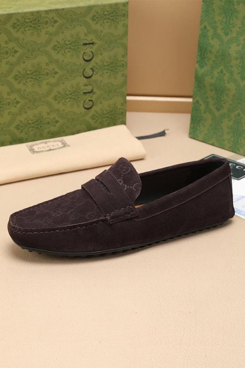 Gucci Мужские замшевые мокасины GG monogram