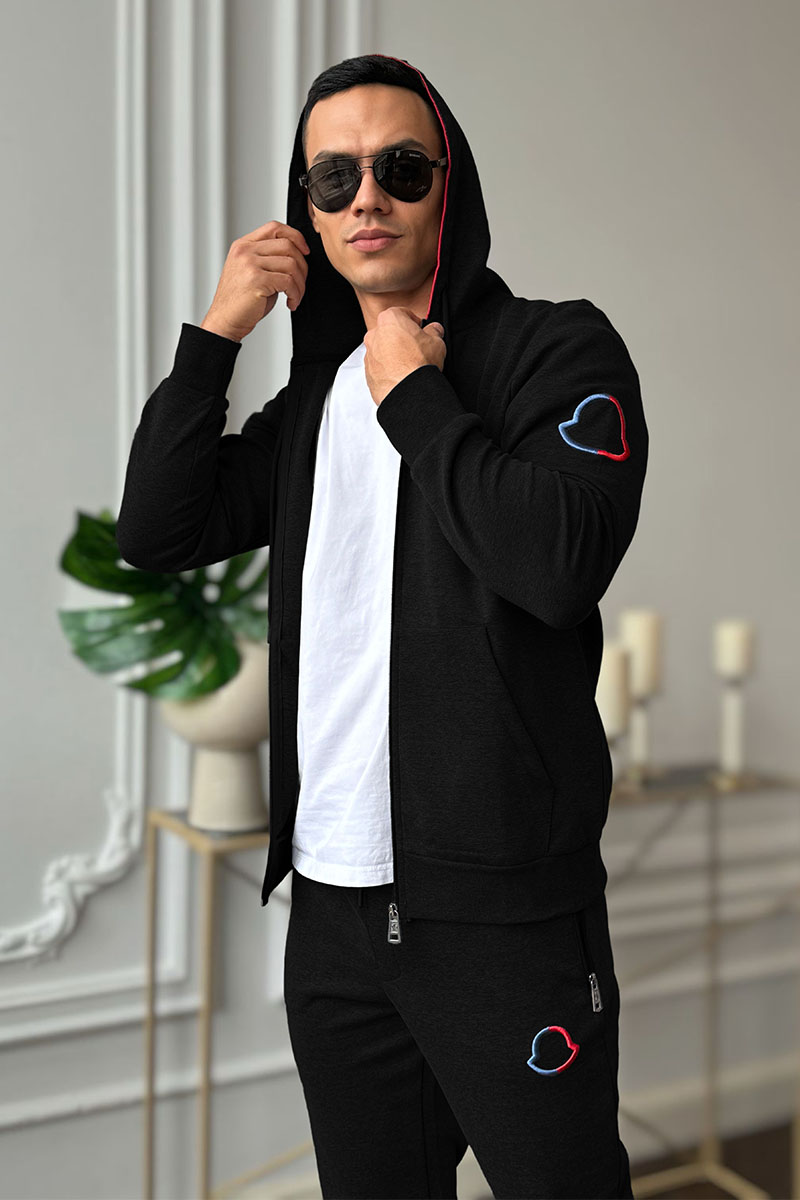 Moncler Чёрный спортивный костюм logo-embroidered 