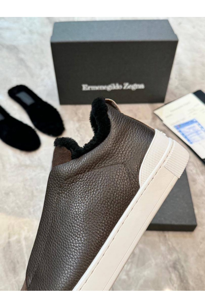 Zegna Кроссовки с мехом Triple Stitch