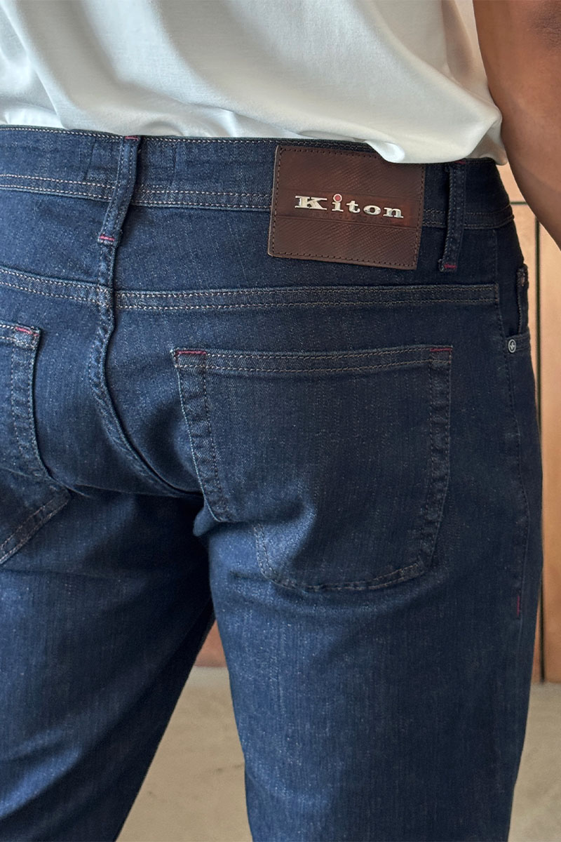 Kiton Мужские тёмно-синие джинсы 