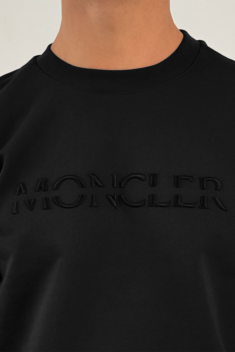 Moncler Чёрный оверсайз свитшот logo-embroidered