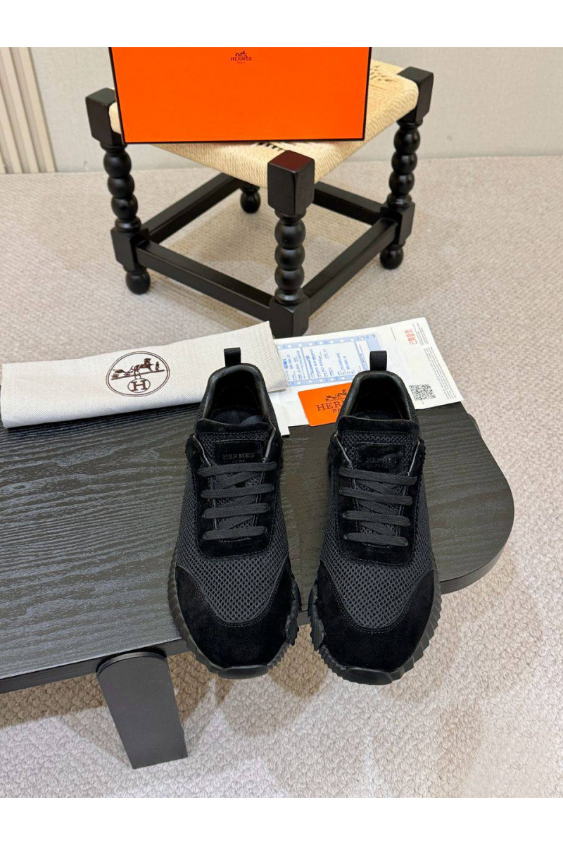 Hermes Мужские чёрные кроссовки Bouncing