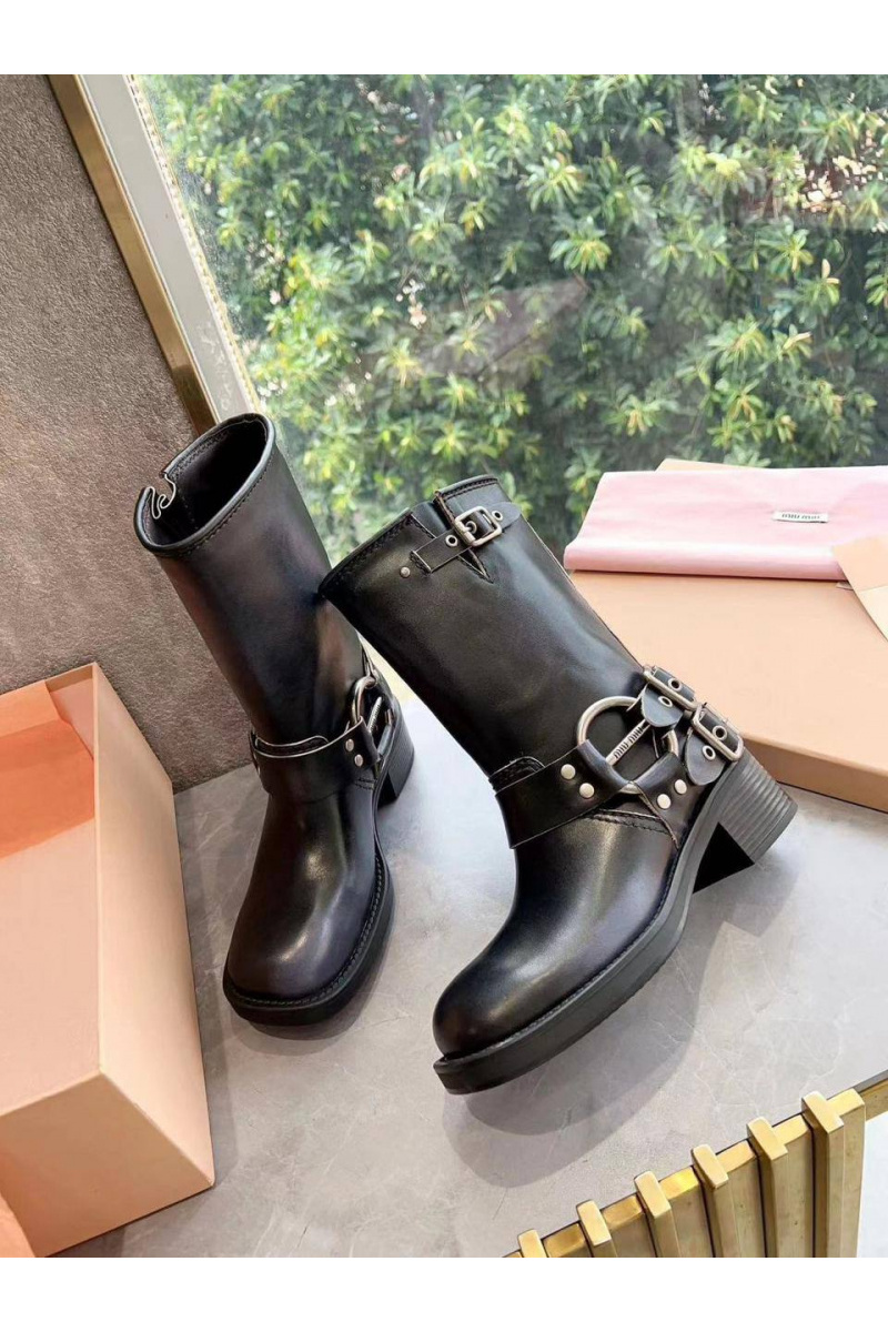 MIU MIU Женские кожаные сапоги Ankle Premium