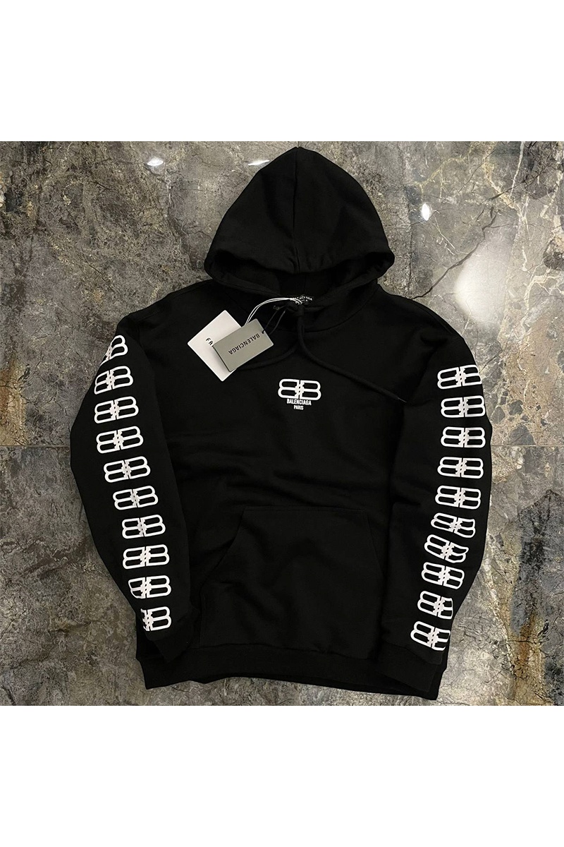 Balenciaga Мужское чёрное худи BB logo-print