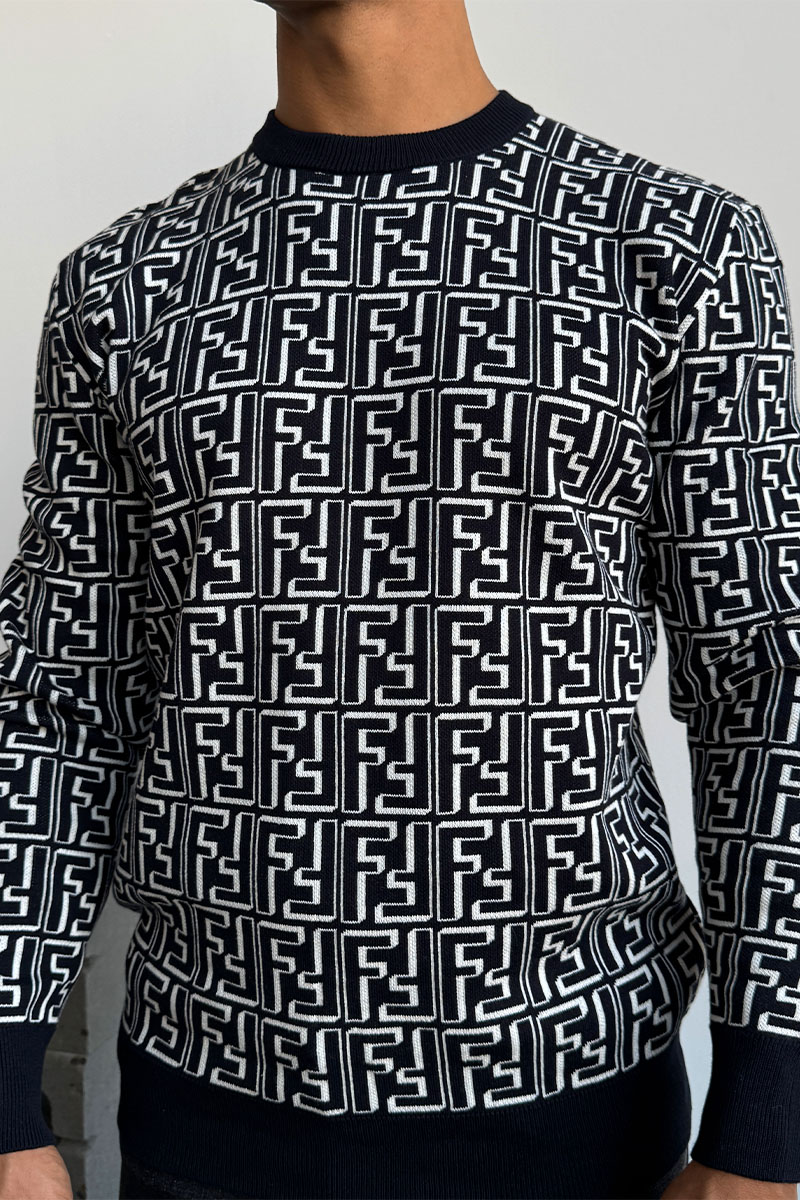 Fendi Тёмно-синий джемпер FF Monogram 
