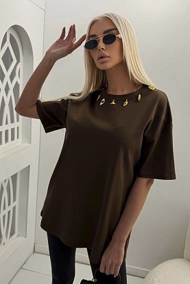 Женская базовая футболка premium - Brown