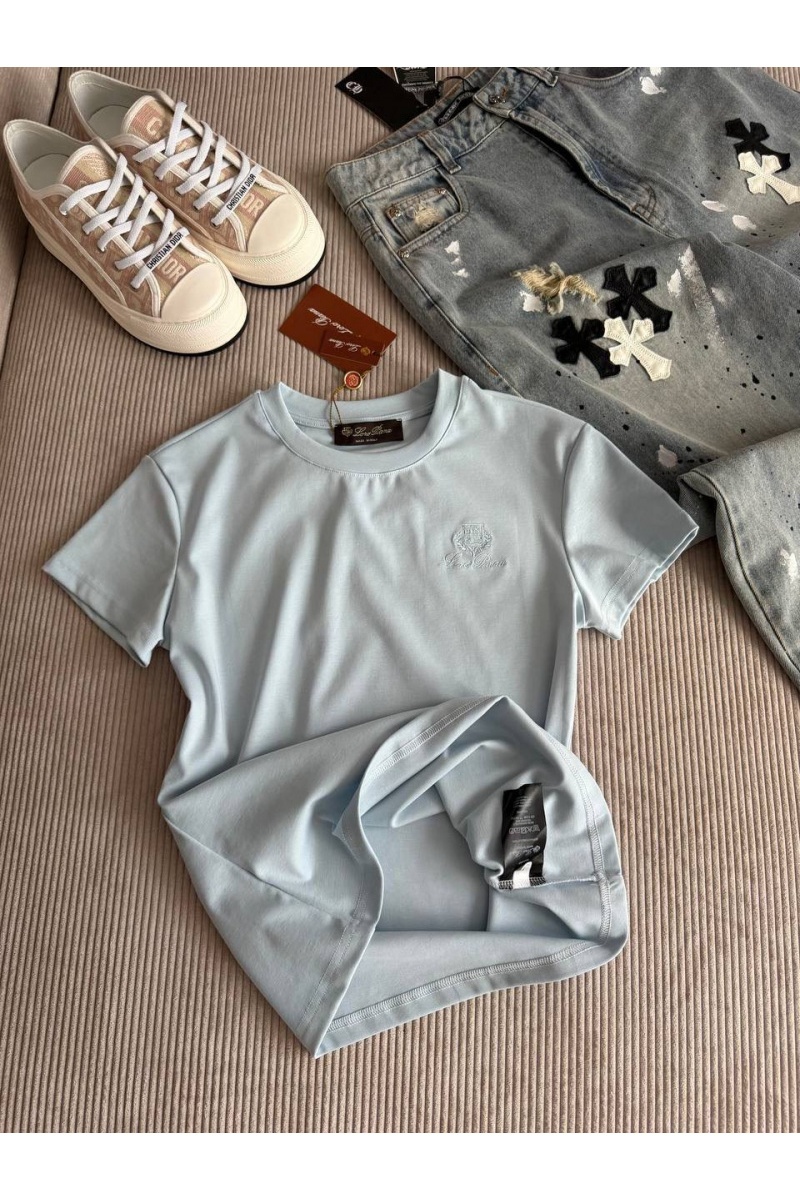 Loro Piana Женская голубая футболка premium