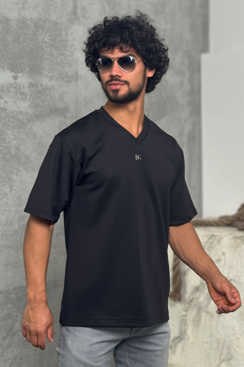 Dоlсе & Gаbbаnа Чёрная оверсайз футболка logo-plaque