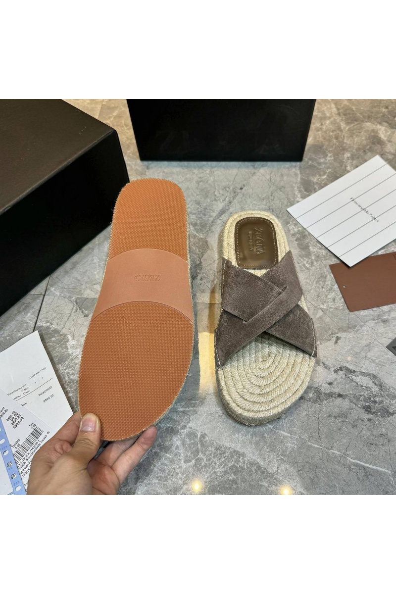Zegna Мужские шлёпанцы suede - Light Brown