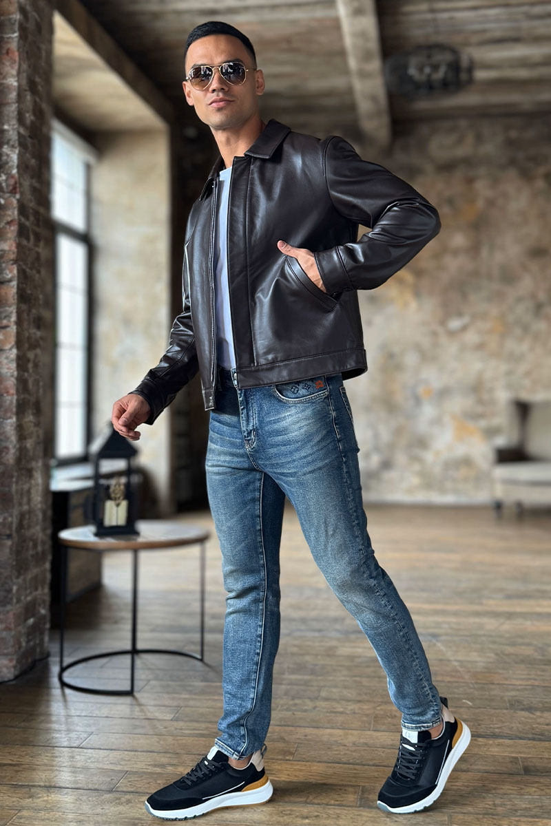 Loro Piana Мужская кожаная куртка Premium