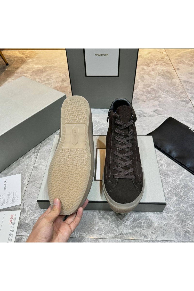 Tom Ford Замшевые кроссовки с мехом high-top - Brown