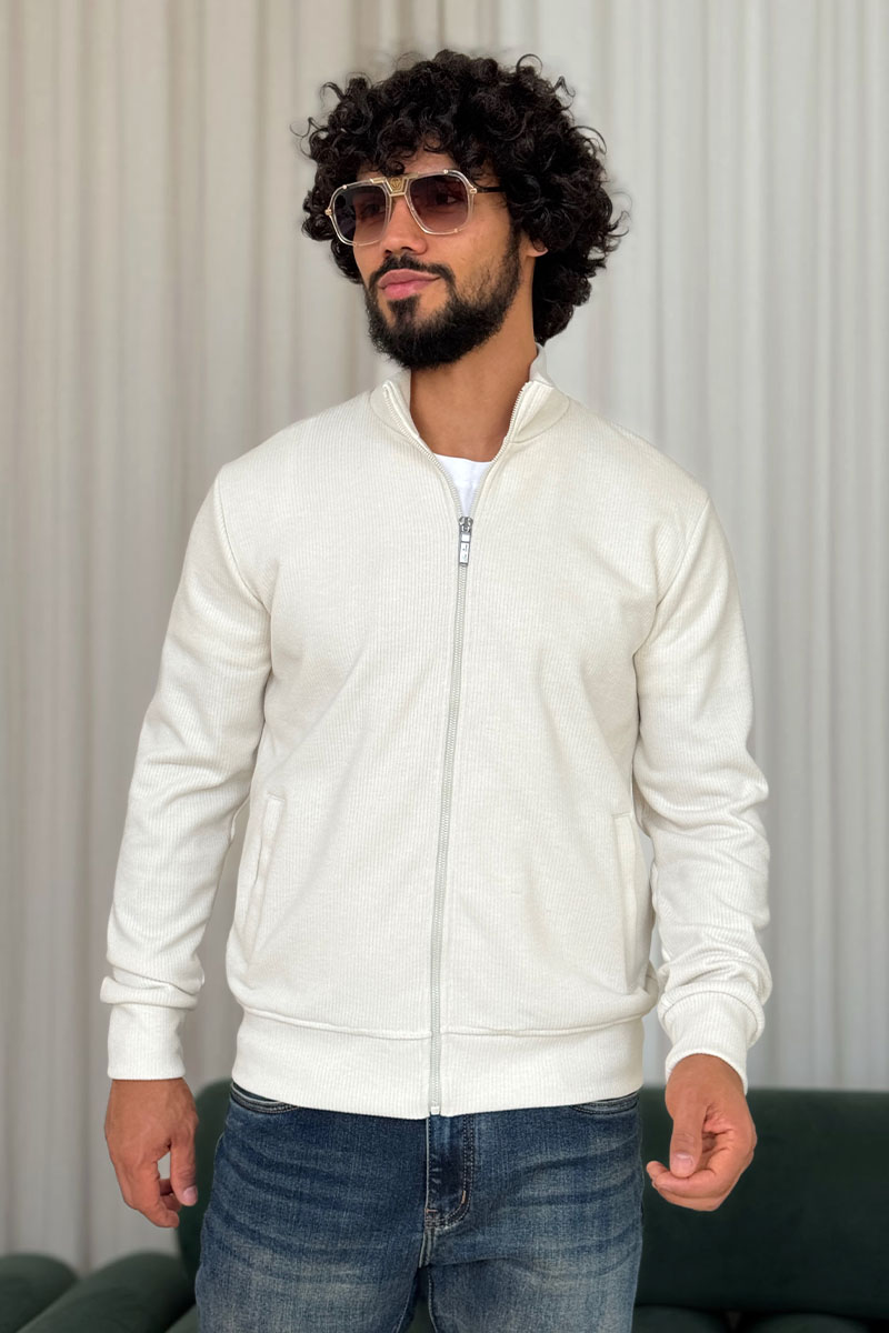 Loro Piana Мужская белая кофта на молнии 