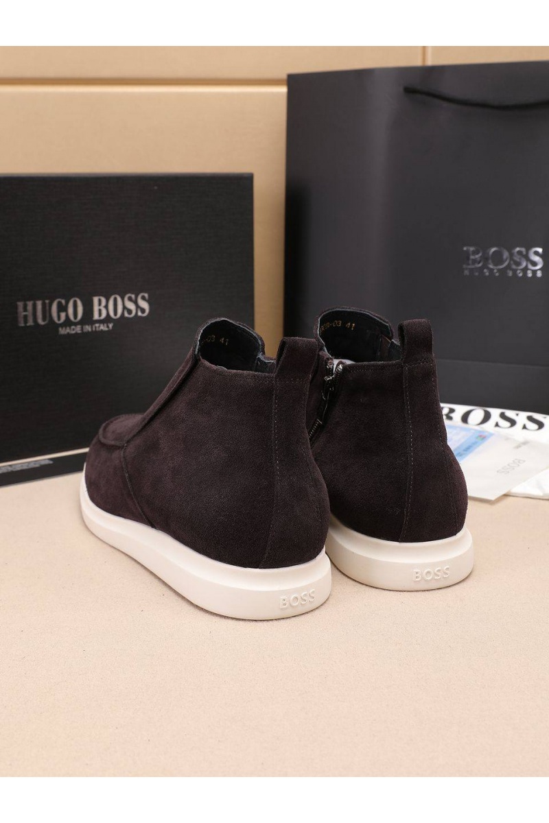 Hugо Воss Замшевые лоферы с мехом high-top - Brown