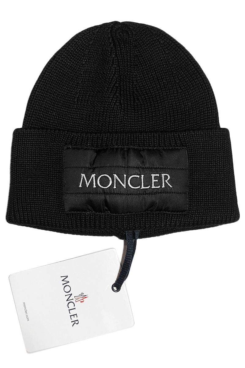 Moncler Мужская брендовая шапка чёрного цвета