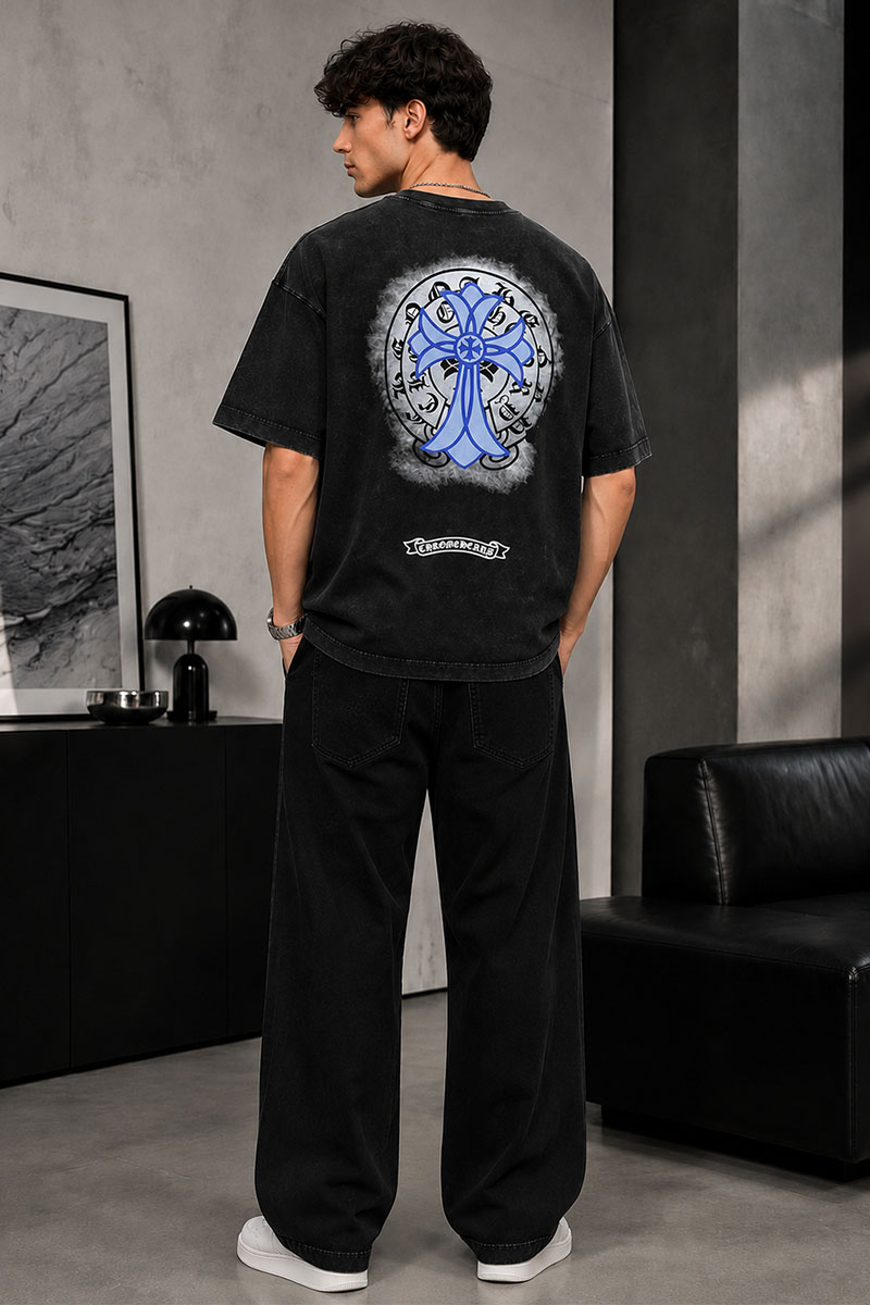 Designer Clothing Чёрная оверсайз футболка Gothic logo 