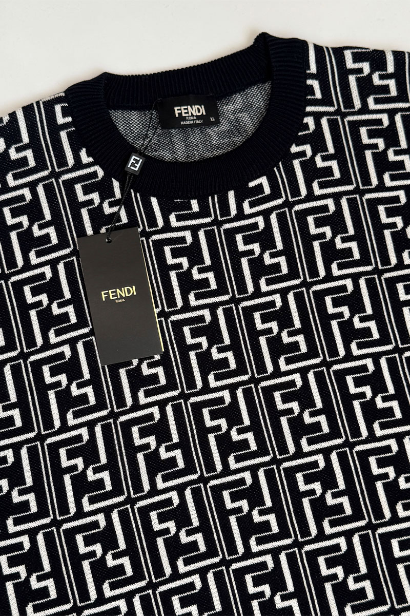 Fendi Тёмно-синий джемпер FF Monogram 
