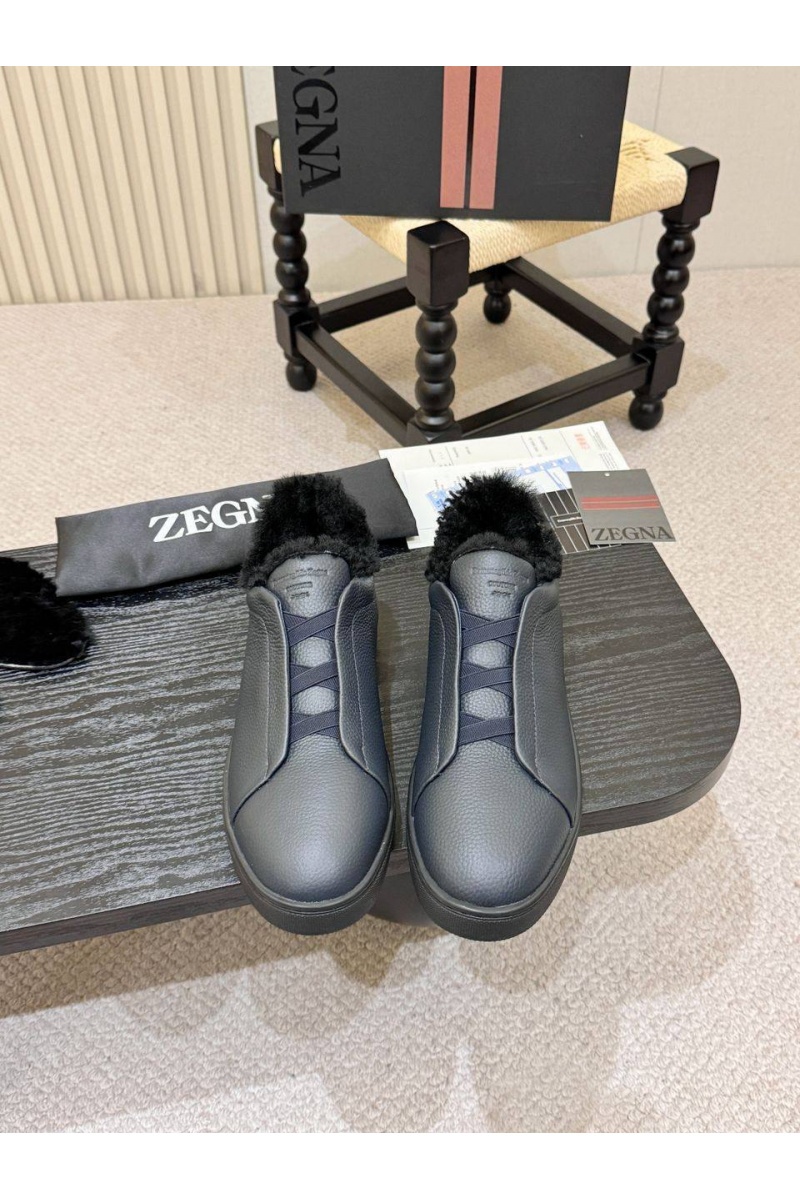 Zegna Кроссовки с мехом Triple Stitch high-top