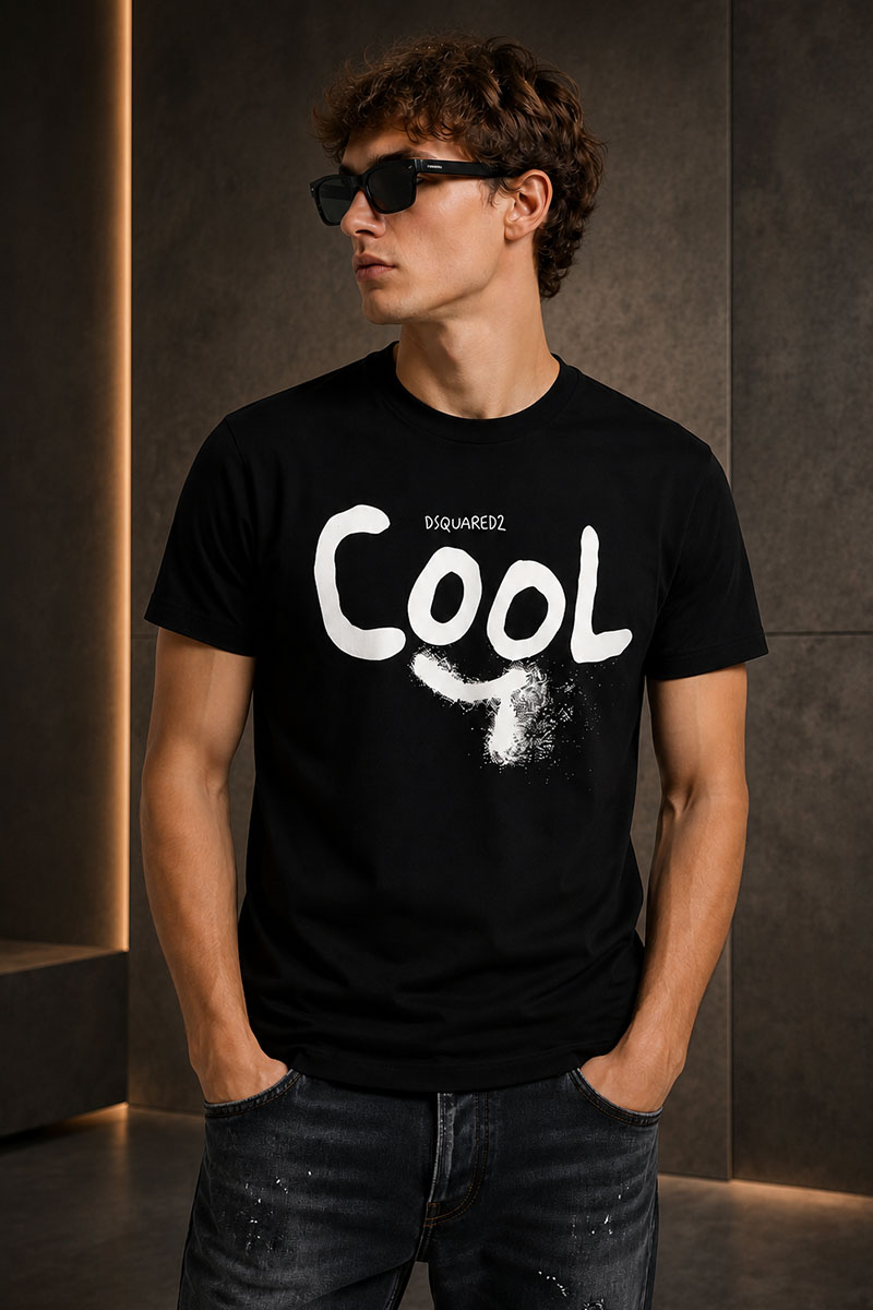 Dsquared2 Чёрная оверсайз футболка Cool-print