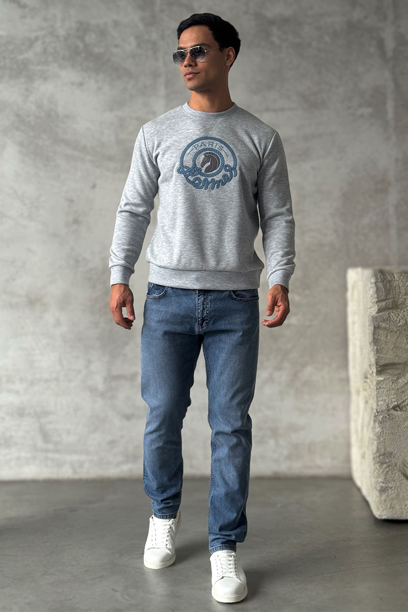 Hermes Мужской свитшот серого цвета 