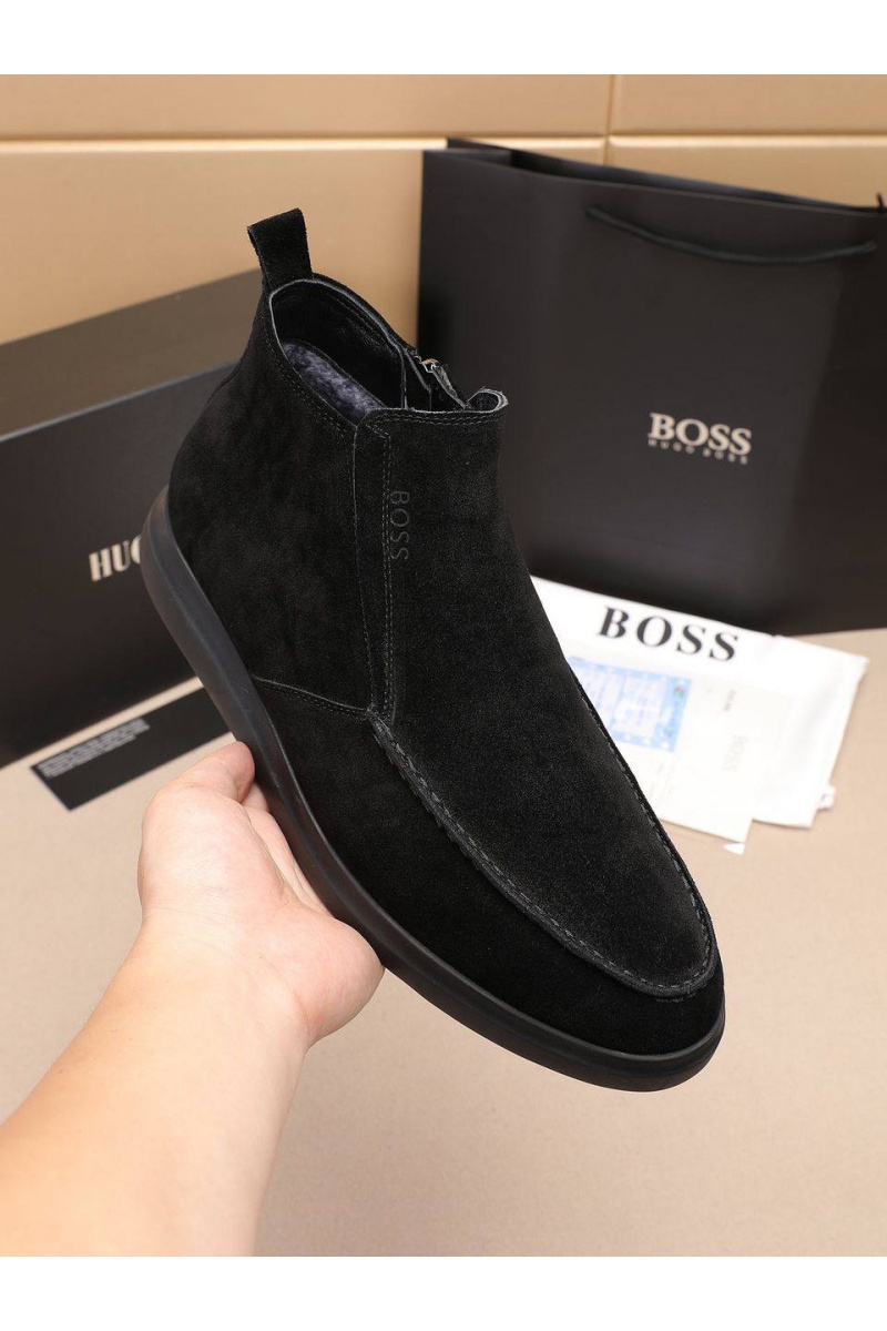 Hugо Воss Замшевые лоферы с мехом high-top - Black