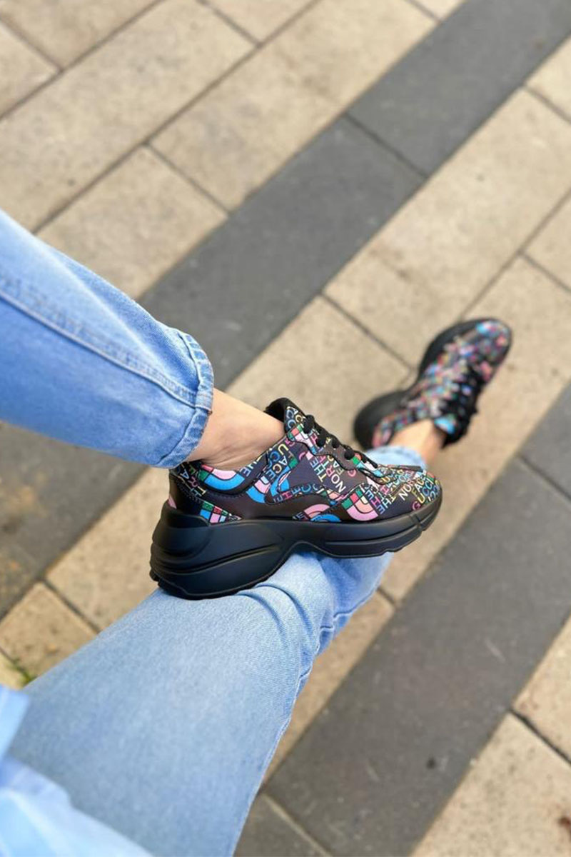 Gucci Женские кожаные кроссовки The North Face x Rhyton - Black