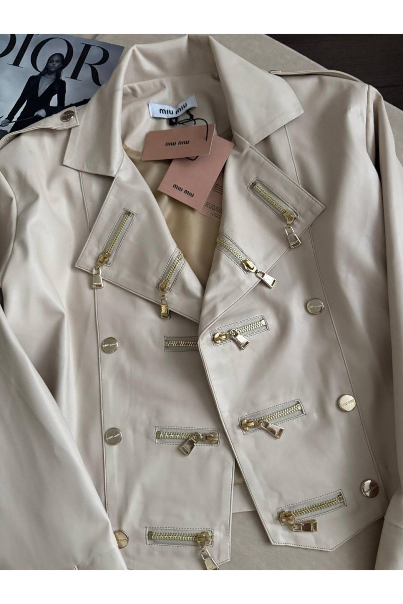 MIU MIU Женская кожаная куртка premium - Beige